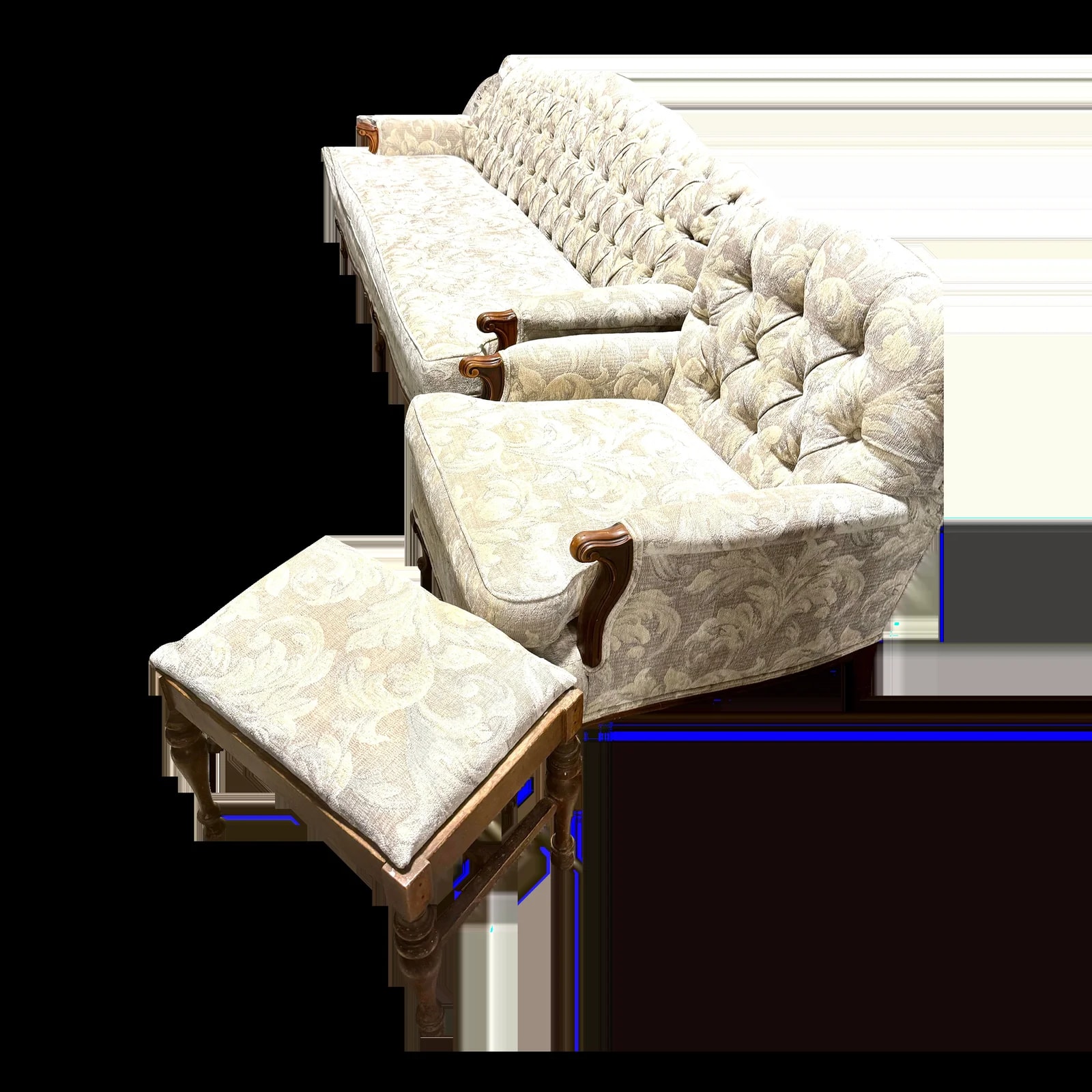 French Provincial Style Tufted , and Footstool — Furniture — resale