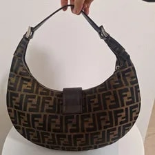 Fendi Mamma Baguette Half Moon Hobo Monogram Auth 2