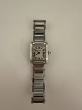 Cartier Tank Swiss Made Quartz Stainless Steel Silver Dial Roman 20mm Box 2