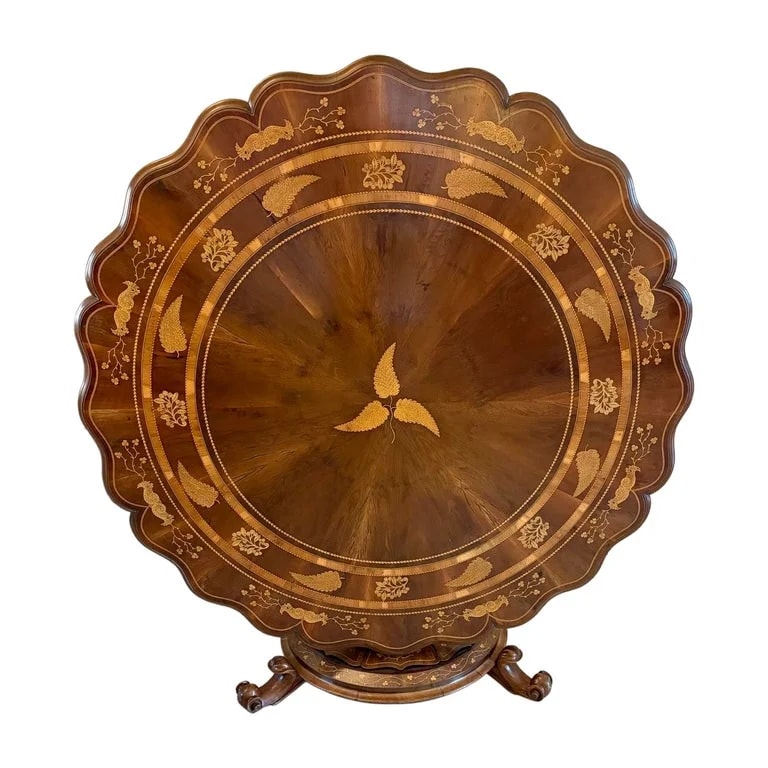 Antique Exhibition Quality Irish Killarney Marquetry Inlay Yew Centre — Furniture — resale