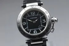 Cartier — [Exc+5 W/ Box Paper] Cartier Pasha Seatimer W3140003 Black Dial Qz — Watch — resale