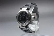 [Exc+5 W/ Box Paper] Cartier Pasha Seatimer W3140003 Black Dial Qz 4