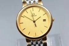 1980s Omega de Ville Cal.1430 Quartz Gold Dial Date 2