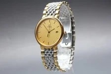 1980s Omega de Ville Cal.1430 Quartz Gold Dial Date 3