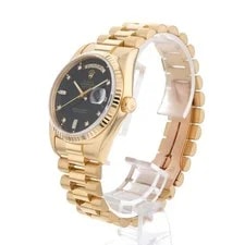 Rolex Day Date 8P Diamond 2P Baguette Diamond 18238A Black W Number Second H... 2