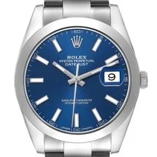 Rolex — Rolex Datejust 41 Steel Blue Dial Smooth Bezel 126300 Box Card — Watch — resale