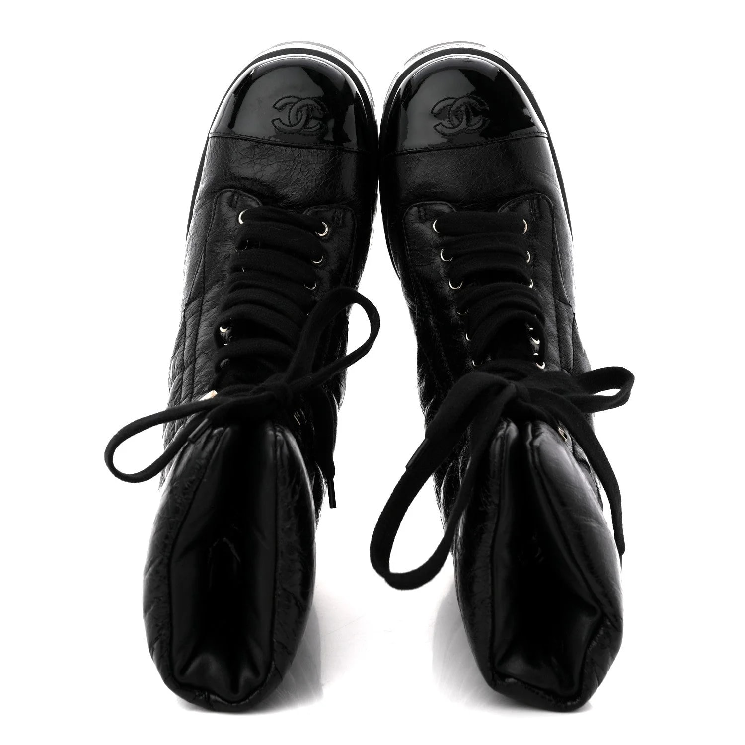 Crumpled Quilted Lace Up Combat 39 2