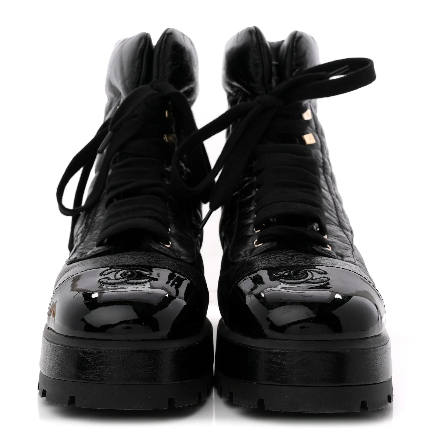 Crumpled Quilted Lace Up Combat 39 3