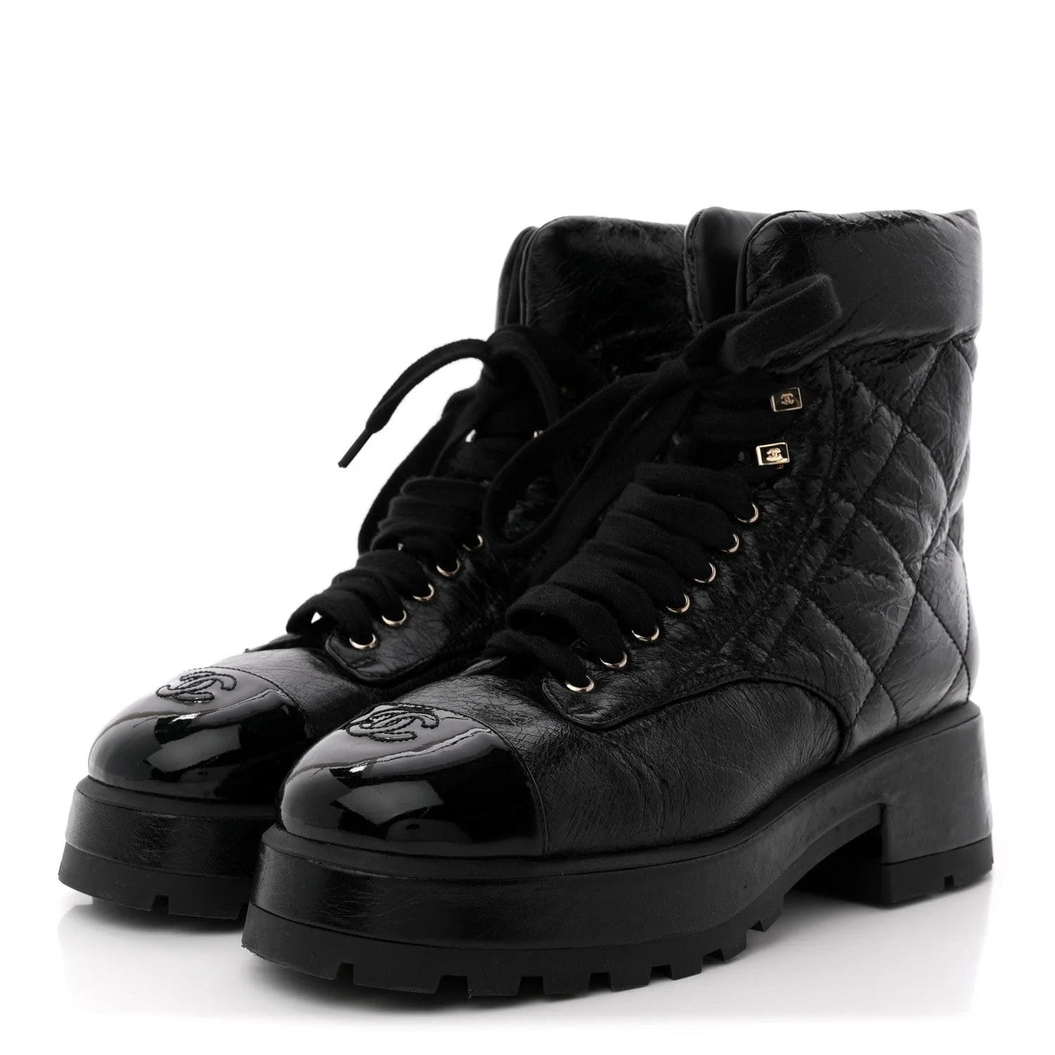 Crumpled Quilted Lace Up Combat 39 4