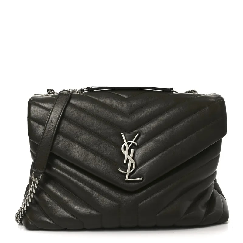 Saint Laurent — Y Quilted Monogram Medium Loulou Chain Satchel Fonce — Handbag — resale