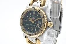 Very Tag Heuer S/el WG1326 Green Dial Gold Qz 30mm 3