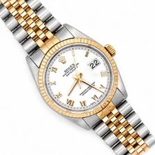 Rolex Oyster Perpetual DateJust 69173 Two Tone White Roman Dial 4
