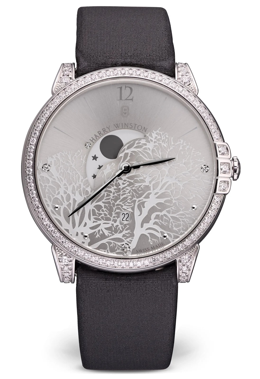 Worldofluxuryus — Harry Winston Midnight Moon Phase 18K White Gold & Diamonds — Watch — resale