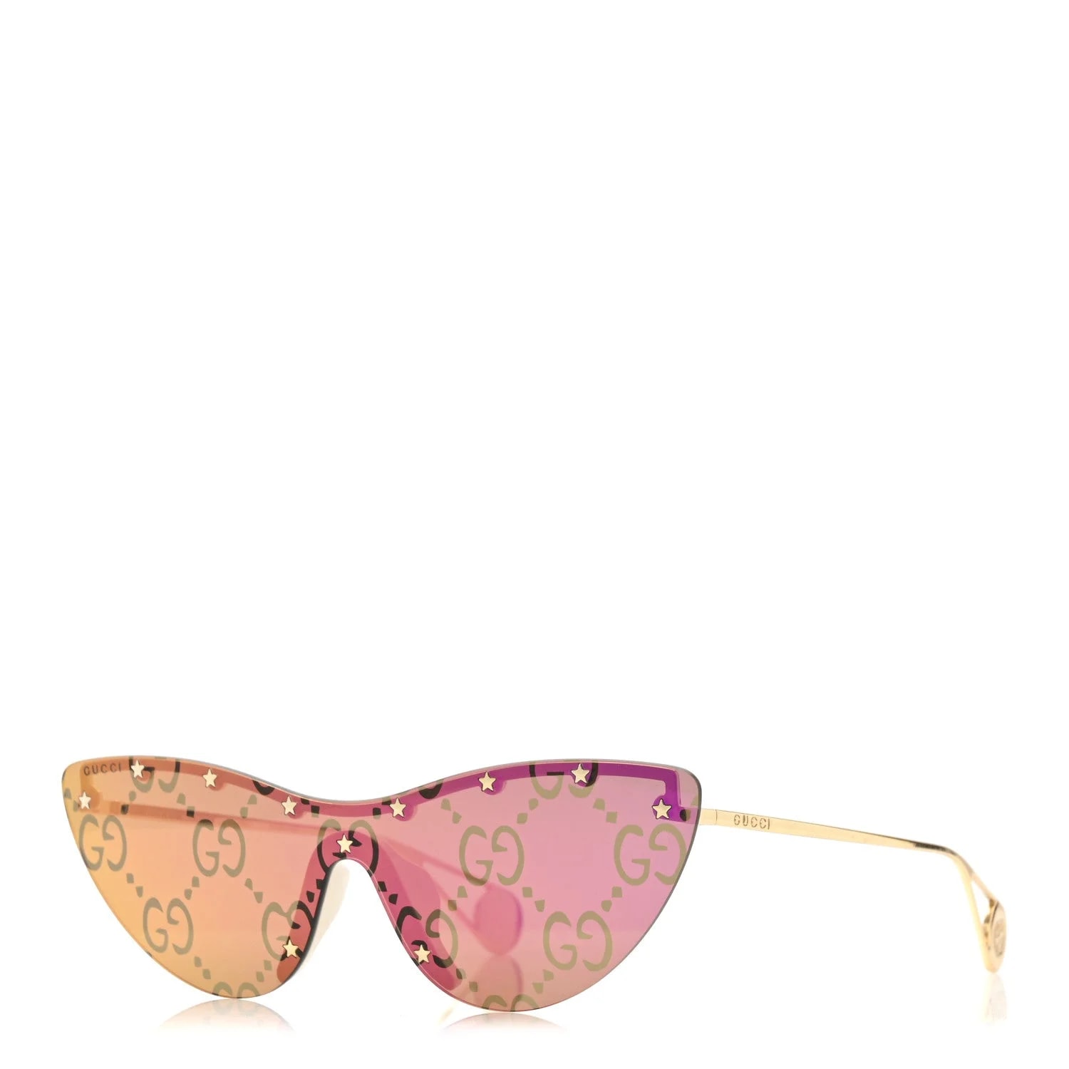 Gucci — Metal Rimless Star Studded 90mm Cat Eye GG0666S Sunglasses Mirror — Accessory — resale