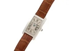 Cartier Tank Americaine SM W2601956 K18White Gold / Leather 19mm Quartz #DW1961 2