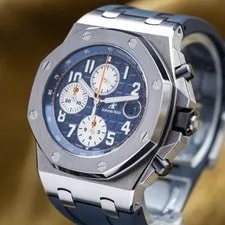 Audemars Piguet Royal Oak Offshore Chrono 42mm AP Navy Steel 26470st Full Set 4