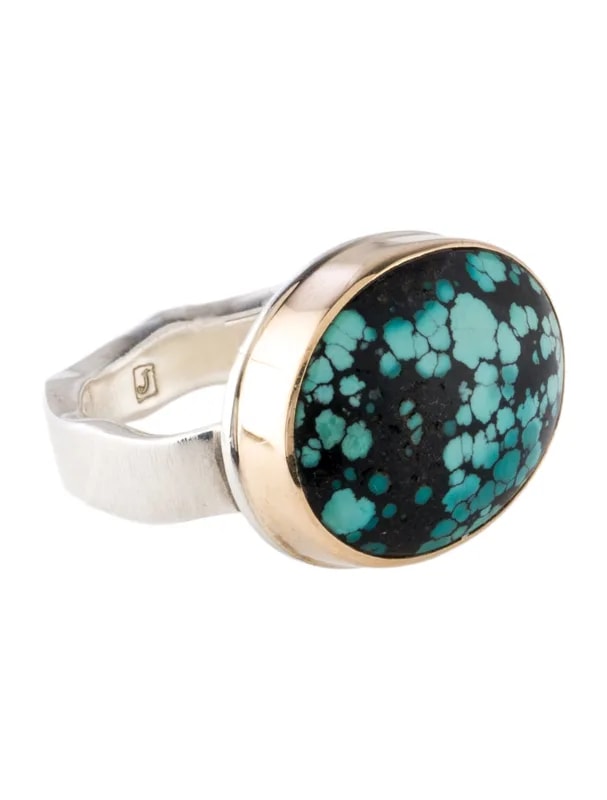 Jamie Joseph — Two-Tone Turquoise Cocktail Ring — Jewelry — resale