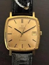 Omega — Omega Geneve Automatic Leather Strap Gold Dial From Japan — Watch — resale