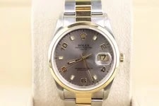 2005 Rolex Date 15203 Rhodium Dial TT 18kt With Papers 34mm 2
