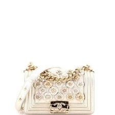 Chanel — Chanel Boy Flap With Camellia Applique Small — Handbag — resale