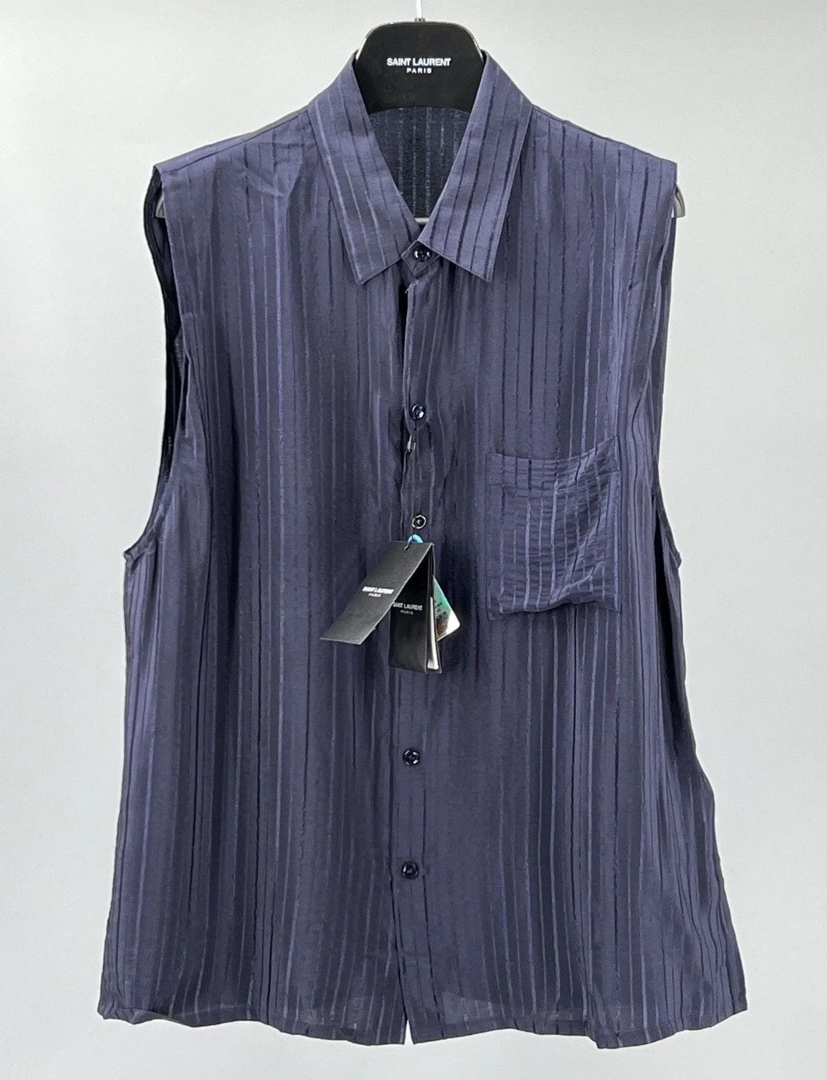 Saint Laurent — Saint Laurent Striped Sleeveless Shirt J62 — streetwear — resale