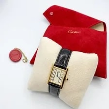 Finished Cartier Must Tank SM Vertical Roman Dial Gold 4