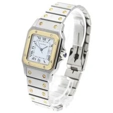 Cartier Santos GalbeeLM Date YG Bezel White Dial Automatic Watch_962788 2