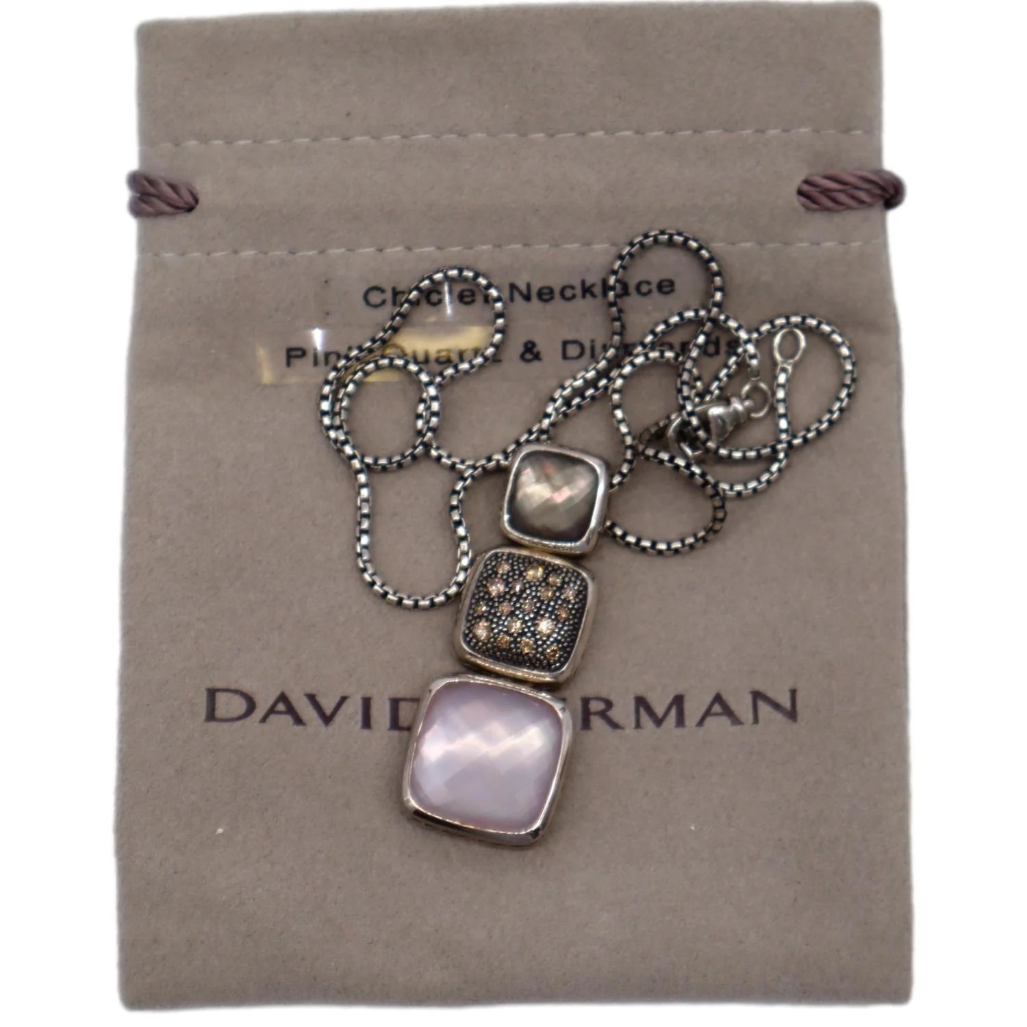 David Yurman Chiclet Small Triple Drop Pendant Necklace 3