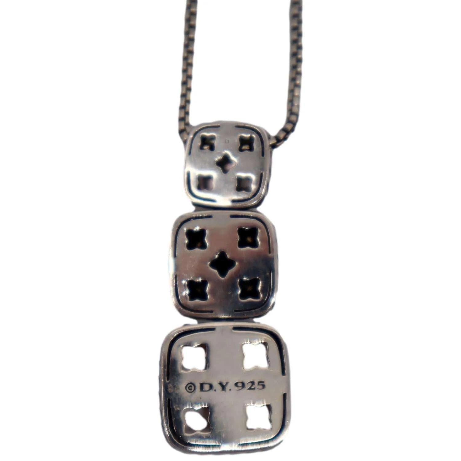 David Yurman Chiclet Small Triple Drop Pendant Necklace 4