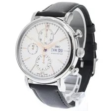 IWC Schaffhausen Portofino IW391022 42mm SS Leather Silver Dial #C339 2