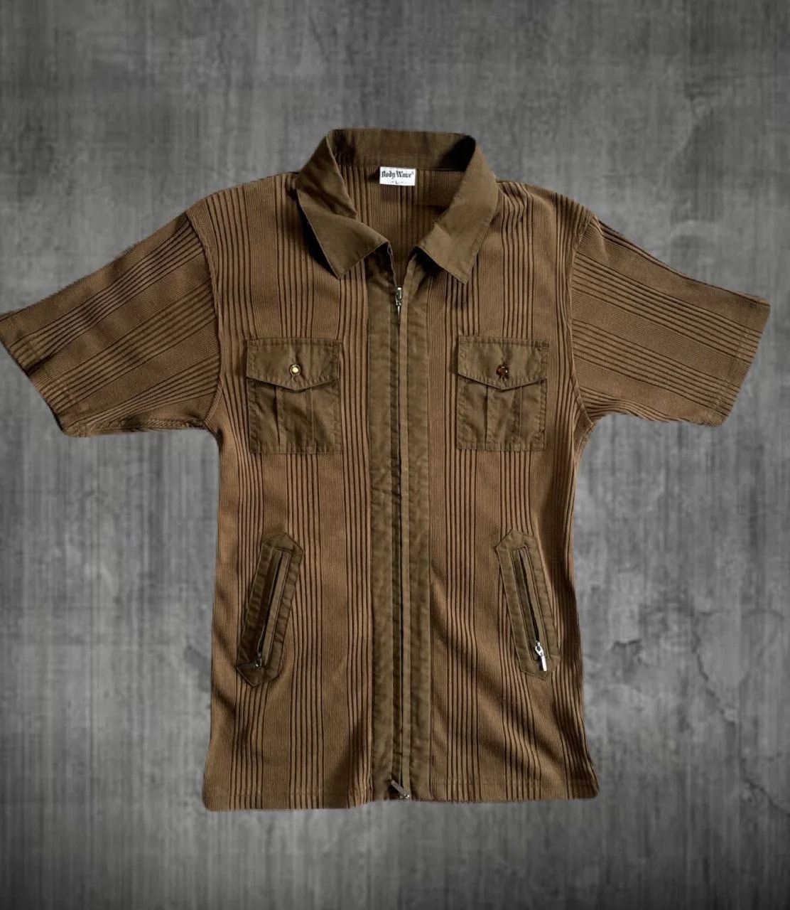 2000s Japanese Archive Vkei Zip Gimmick Stretched Polo Y2K — streetwear — resale