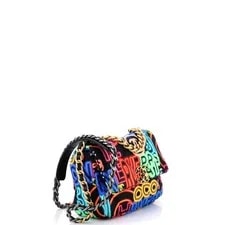 Chanel 19 Flap Quilted Graffiti Print Fabric Medium 2