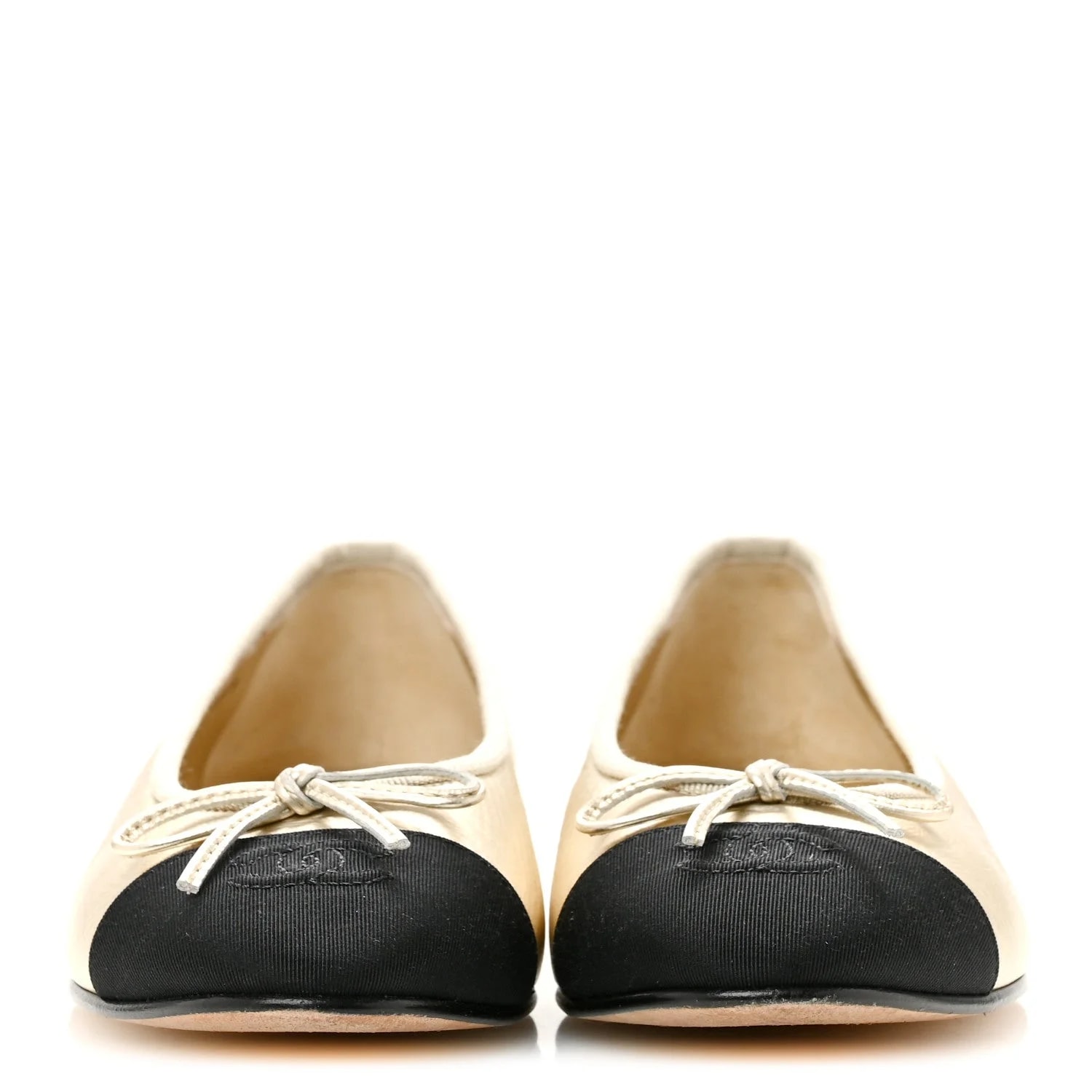 Metallic Laminated Grosgrain CC Cap Toe Ballerina 37.5 Light 3