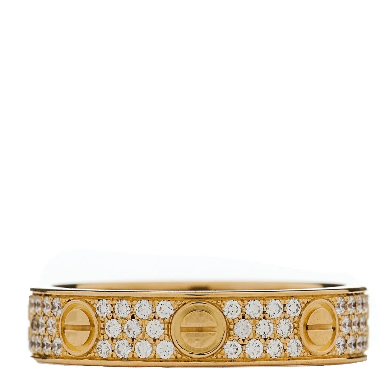 Cartier — 18K Yellow Gold 4mm Love Wedding Paved Band 49 4.75 — Jewelry — resale