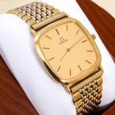 Omega — Omega DeVille Quartz Gold Dial Tonneau Cleaned New Battery Working — Watch — resale