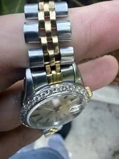 Rolex 18K Date Silver Stick Dial Diamond Bezel Jubilee Band Ref# 69173 4