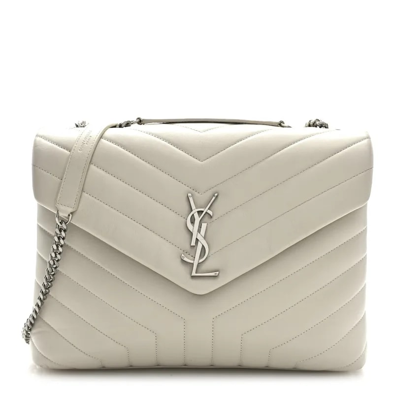 Saint Laurent — Y Quilted Monogram Medium Loulou Chain Satchel Crema Soft — Handbag — resale
