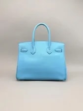 Hermes Birkin 30 Celeste/Hydra Palladium Hardware Preowned Square O 3