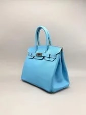 Hermes Birkin 30 Celeste/Hydra Palladium Hardware Preowned Square O 4
