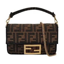 Fendi — Fendi Baguette Buckle Logo Pattern Magnetic Flap Closure - Excellent — Handbag — resale
