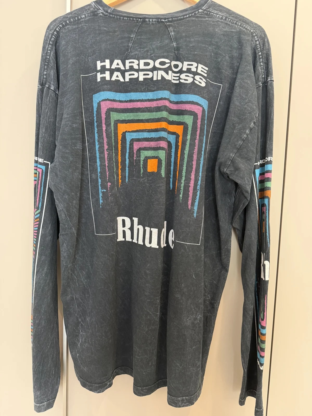 Rhude — Rhude Happiness Long Sleeve T (Fits Like L / Actual — streetwear — resale