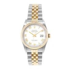 Rolex Datejust 36 16233 White Roman Dial Steel 18k Yellow Gold 2000 2