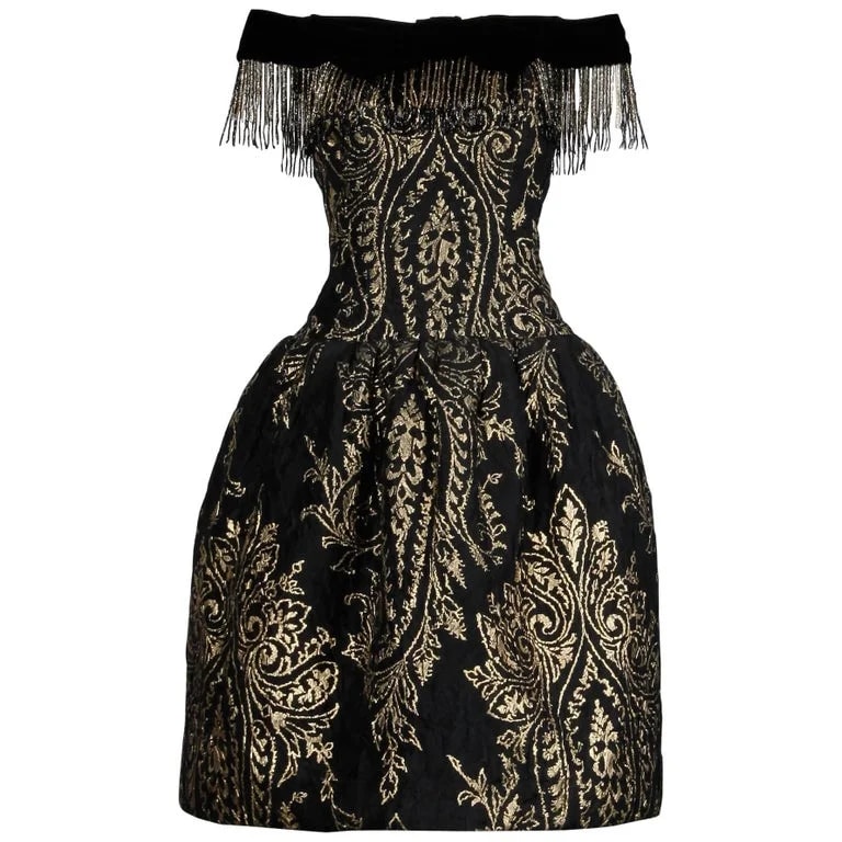 Ann Lawrence — 1980s Ann Lawrence and Beaded Fringe Evening Dress — Clothing — resale