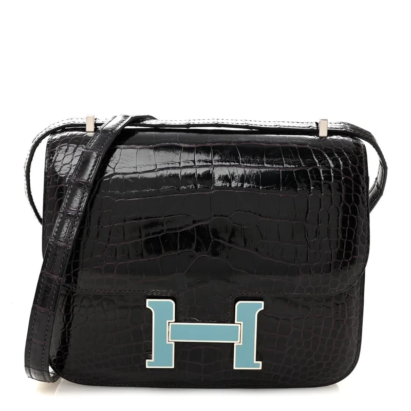 Hermès — Shiny Enamel Constance 18 Prunoir Saint Cyr — Handbag — resale