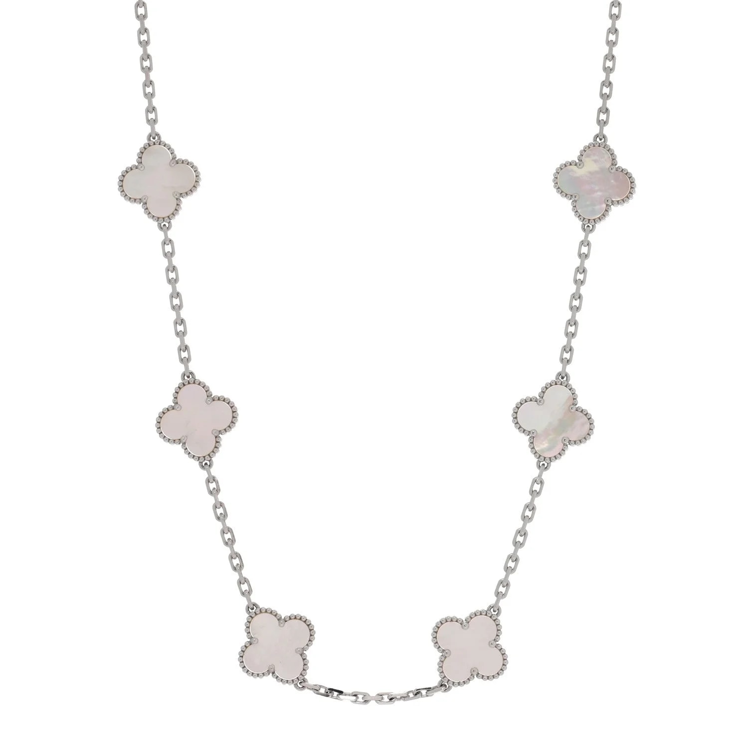 Van Cleef & Arpels — 18K White Gold Mother of Pearl 10 Motifs Alhambra — Jewelry — resale