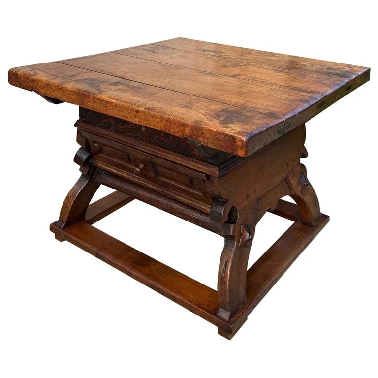 Baker — Antique French Butcher Block Baker’s Pétrin Farmhouse Kitchen Island c1790 — Furniture — resale