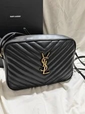 Saint Laurent — Saint Laurent Lou Quilted Chevron Crossbody / Logo Zip, Dust — Handbag — resale