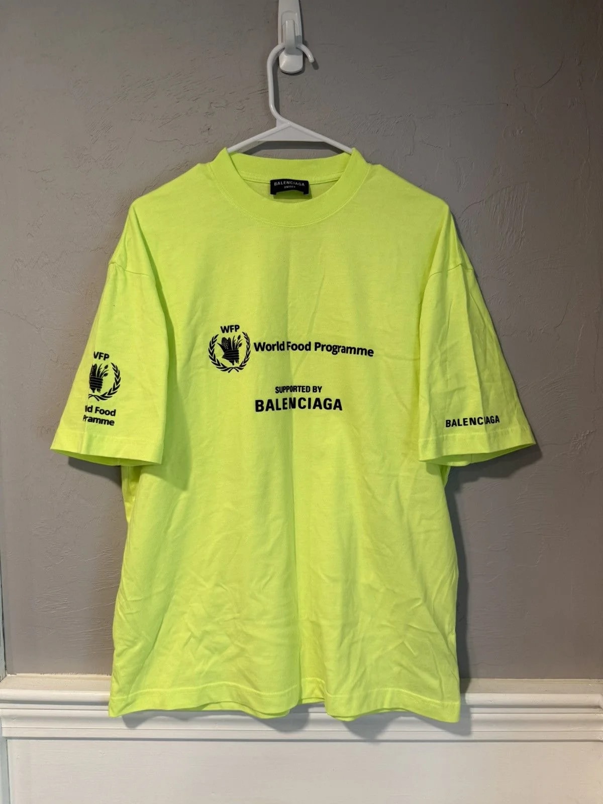 Balenciaga — Balenciaga World Food Program WFP Neon T-shirt Kanye — streetwear — resale