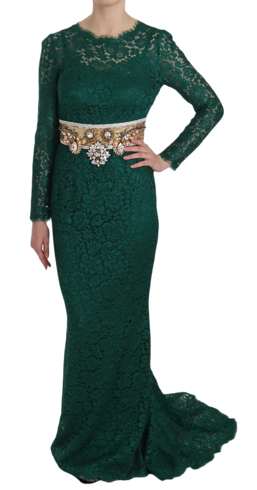 Dolce & Gabbana Belt Lace Sheath Gown Dress 3