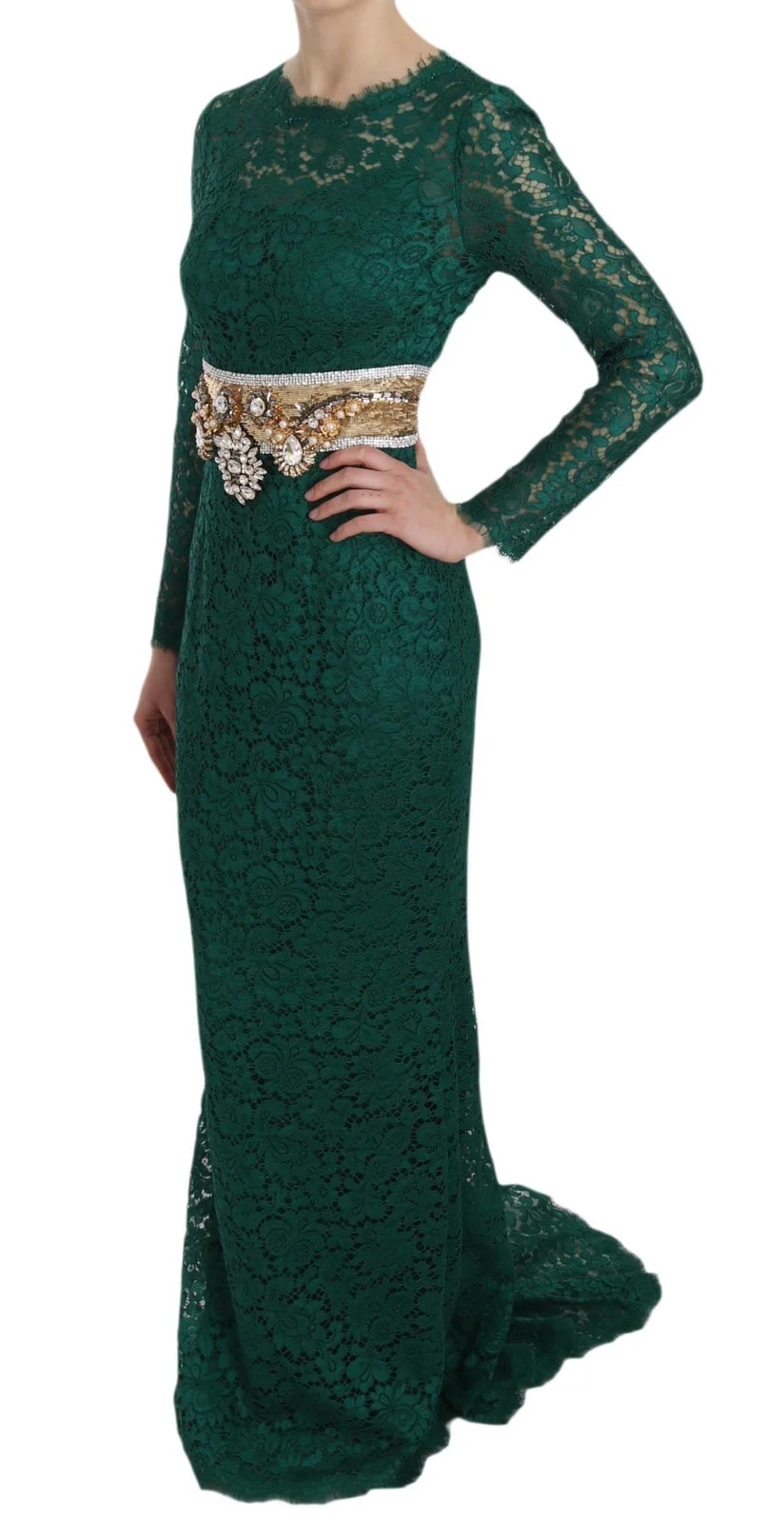 Dolce & Gabbana Belt Lace Sheath Gown Dress 4